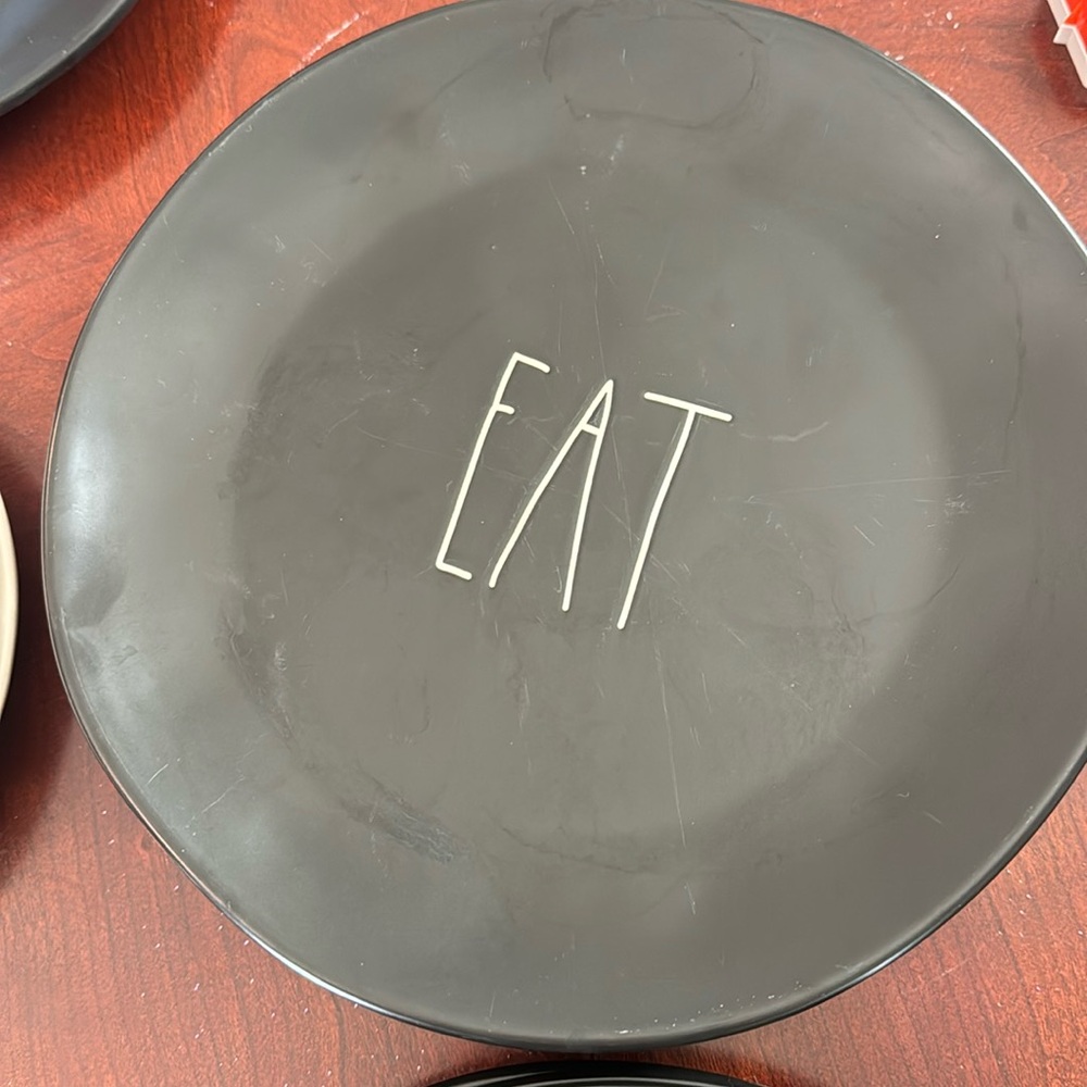 RAE DUNN 10” black dinner plates